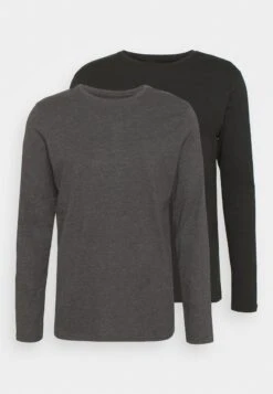 Pier One 2 PACK - Langarmshirt - Dark Grey/black 12 Pier One 2 PACK - Langarmshirt - Dark Grey/black -K 007c88127656457c8f19869283e98031