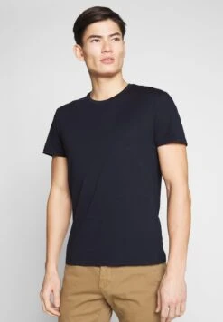 Pier One 2 PACK - T-Shirt Basic - White/dark Blue -K 29e824f9825c4b58be6620e83ee4ac6b