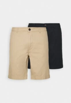 Pier One 2 PACK - Shorts - Tan/black -K 6d9aaab23c01455689a1f97d308c1dcf