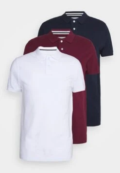 Pier One 3 PACK - Poloshirt - Bordeaux/white/dark Blue -K 919efcdef1fb44a8aad58897d4dff9e4