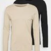 Pier One 2 PACK - Langarmshirt - Beige/black -K d533123e775a492083ca7a6095e3993b