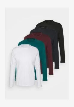 Pier One 5 PACK - Langarmshirt - White/dark Blue/black -K d83220e9e54d43fcb8998bbd6af96e96
