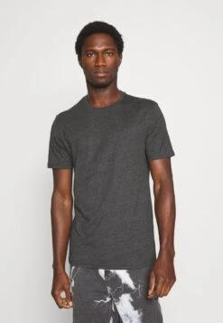 Pier One 3 PACK - T-Shirt Basic - Black/mottled Dark Grey/bordeaux -K fbb1fa11fda54722bafd9df33f46d342